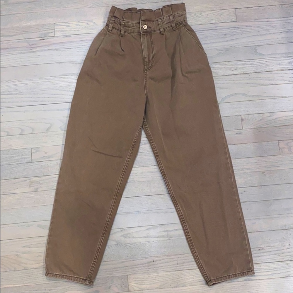 ZARA | Dark Tan High Waist Slacks